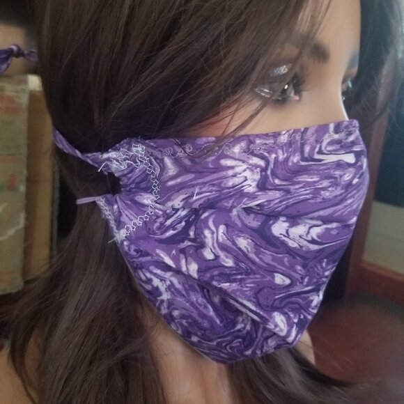 Adult Face Masks - Grape Swirl - Filter Pocket - Roomy - Breathable - Picture 2 of 7